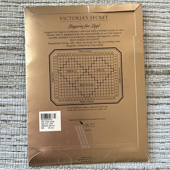 VICTORIA’S SECRET Jet Black Glamour Silky Sheers Stockings thigh-highs Sz M NWT - Picture 2 of 4